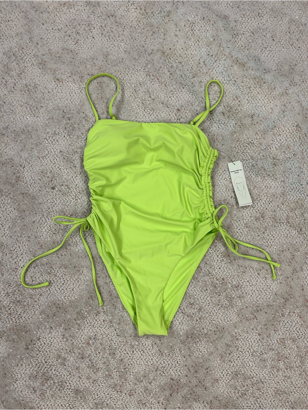 Junior’s Lime Green One-Piece Swimsuit with Adjustable Side Ties